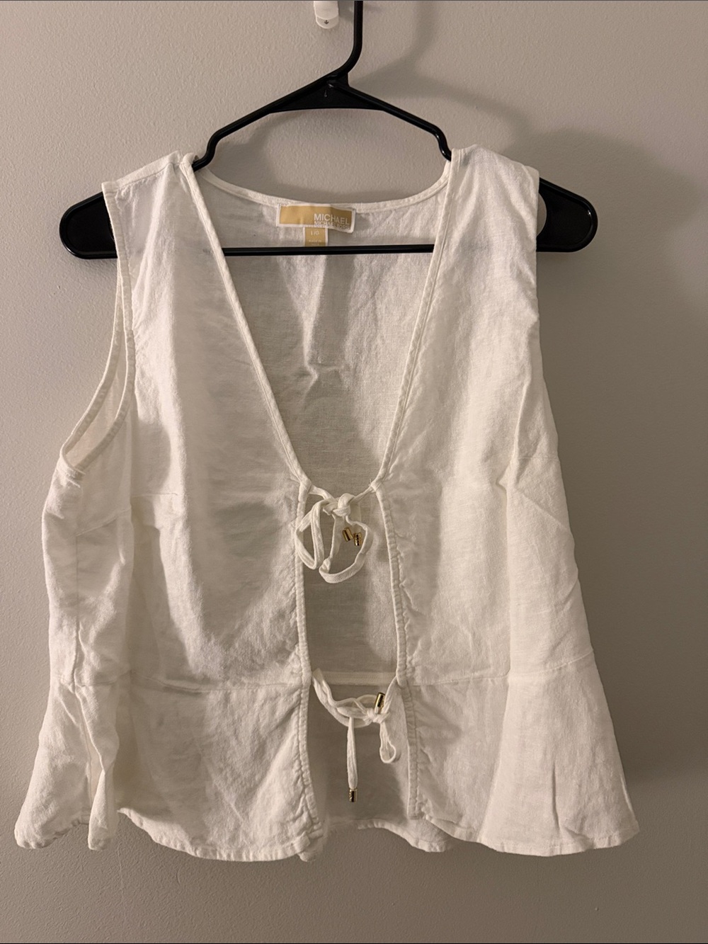 MICHAEL Michael Kors White Linen Tie-Front Camisole Top